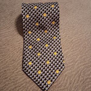 Gianni Versace Tie 100% Sik Made In Italy Black Grey Gold Logo print 57" NWOT
